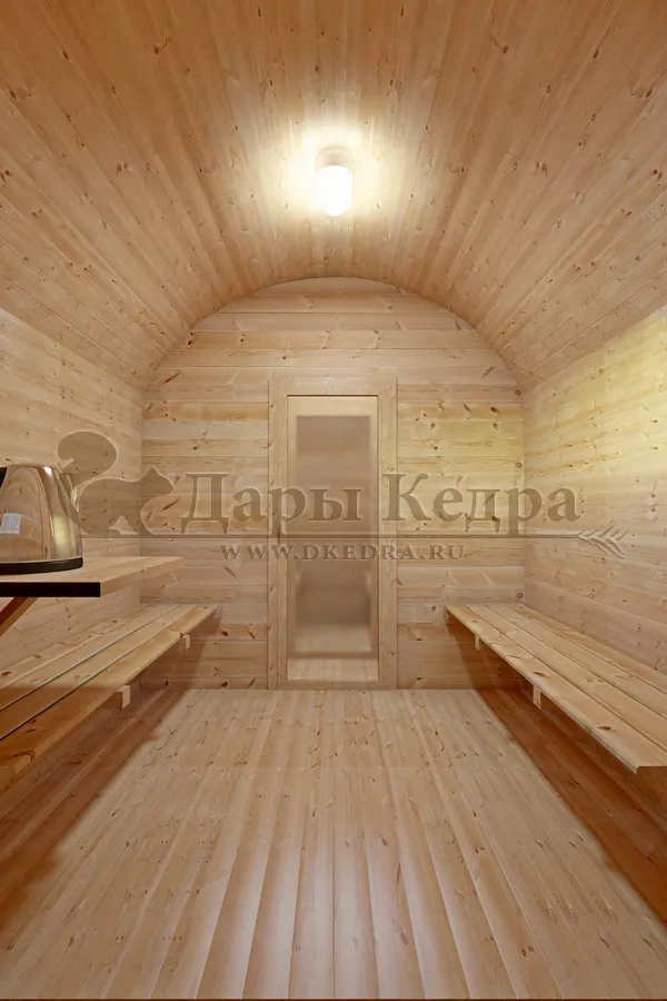 Баня-бочка буханка из кедра с козырьком (все размеры)